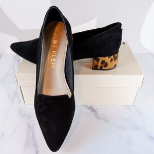 Anne Klein Leopard Heel Suede Kalonie Pumps | 10M